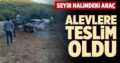 SEYİR HALİNDEKİ ARAÇ ALEVLERE TESLİM OLDU