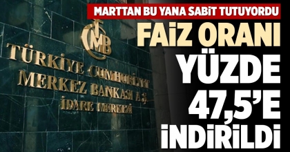 FAİZ ORANI YÜZDE 47,5’E İNDİRİLDİ