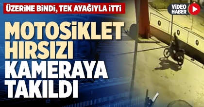 MOTOSİKLET HIRSIZI KAMERAYA TAKILDI