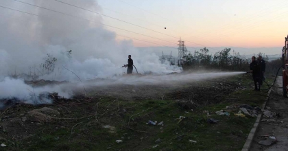 TABAKHANE DERESİNDEKİ YANGIN BÜYÜMEDEN SÖNDÜRÜLDÜ