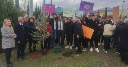 OKUL BAHÇESİNE ZEYTİN FİDANI DİKTİLER