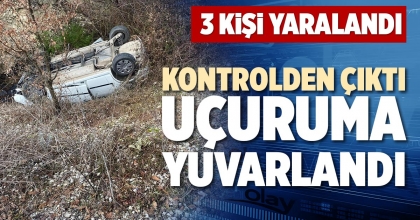 KONTROLDEN ÇIKTI UÇURUMA YUVARLANDI