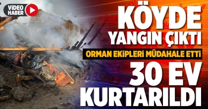 KÖYDE YANGIN ÇIKTI  30 EV KURTARILDI