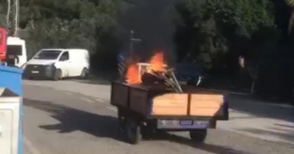 BODRUM’DA MOTOSİKLET ALEV TOPUNA DÖNDÜ