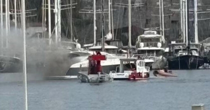 BODRUM'DA MİLYON DOLARLIK MOTORYAT ALEV ALEV YANDI