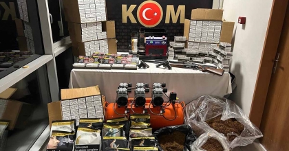 KÜTAHYA'DA KAÇAK TÜTÜN VE MAKARON OPERASYONU