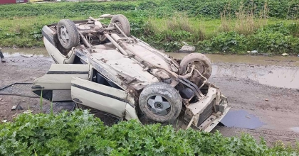 MANİSA’DA TAKLA ATAN OTOMOBİL ÇALINTI ÇIKTI