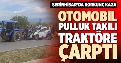 OTOMOBİL PULLUK TAKILI TRAKTÖRE ÇARPTI