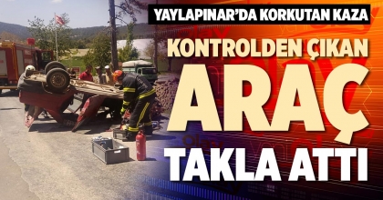 KONTROLDEN ÇIKAN ARAÇ TAKLA ATTI