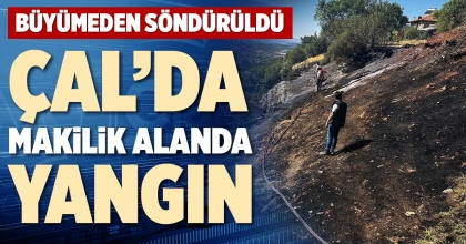 ÇAL’DA MAKİLİK ALANDA YANGIN
