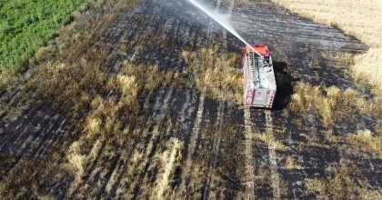 2 DÖNÜMLÜK BUĞDAY EKİLİ ALAN YANGINDA ZARAR GÖRDÜ