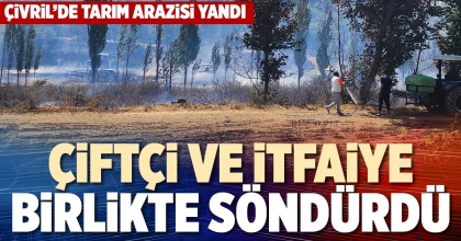 ÇİFTÇİ VE İTFAİYE BİRLİKTE SÖNDÜRDÜ