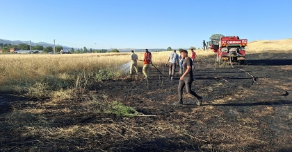 HİSARCIK'TAKİ ARAZİ YANGININDA 7 DEKAR ALAN ZARAR GÖRDÜ