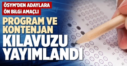 PROGRAM VE KONTENJAN KILAVUZU YAYIMLANDI