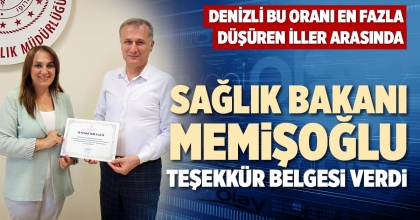 SAĞLIK BAKANI MEMİŞOĞLU TEŞEKKÜR BELGESİ VERDİ