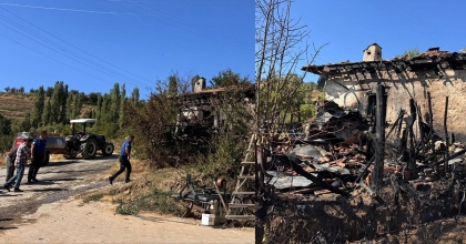 AHŞAP EV BİR ANDA ALEV ALDI