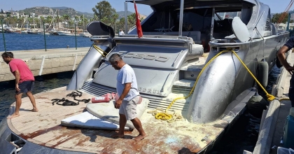 BODRUM'DA MİLYON DOLARLIK MOTORYATTA YANGIN