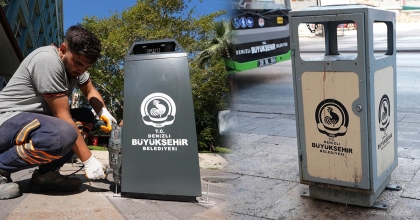 DENİZLİ BÜYÜKŞEHİR ÇÖP KUTULARINI YENİLİYOR