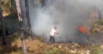 DUYARLI VATANDAŞLAR SAYESİNDE YANGININ BÜYÜMESİ ÖNLENDİ