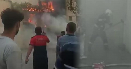 TEK KATLI EVDE ÇIKAN YANGIN KORKUTTU