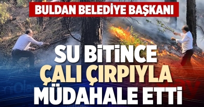 BULDAN BELEDİYE BAŞKANI SU BİTİNCE ÇALI ÇIRPIYLA MÜDAHALE ETTİ