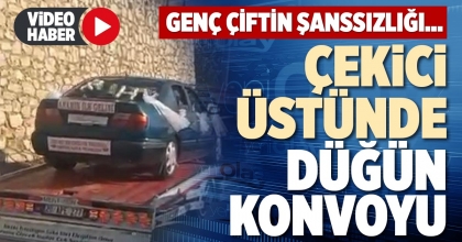 ÇEKİCİ ÜSTÜNDE DÜĞÜN KONVOYU