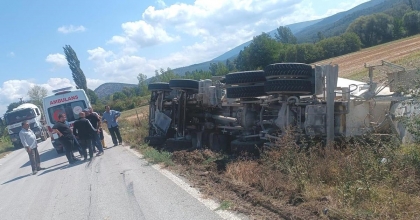 TAVŞANLI’DA BETON MİKSERİ DEVRİLDİ: 1 YARALI