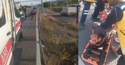 KÖPEĞE ÇARPMAMAK İÇİN MANEVRA YAPINCA BARİYERLERE ÇARPIP YARALANDI