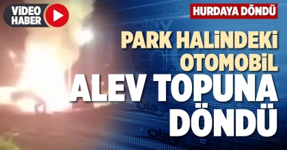 PARK HALİNDEKİ OTOMOBİL ALEV TOPUNA DÖNDÜ