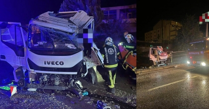 YAĞIŞTA YOLDAN ÇIKAN KAMYONET SÜRÜCÜSÜ YARALANDI