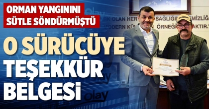 O SÜRÜCÜYE TEŞEKKÜR BELGESİ