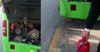 SEYİR HALİNDEKİ OTOBÜSÜN MOTOR BÖLÜMÜNDE YANGIN ÇIKTI