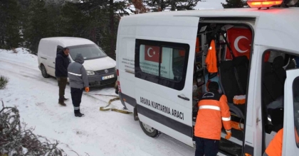 DEMİRCİ’DE KAR NEDENİYLE YOLDA MAHSUR KALAN 3 AVCI KURTARILDI
