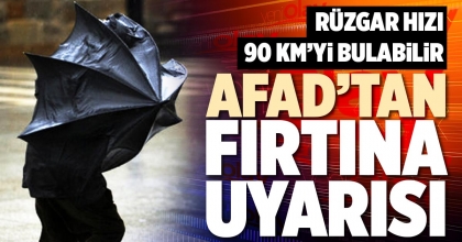 AFAD’TAN FIRTINA UYARISI