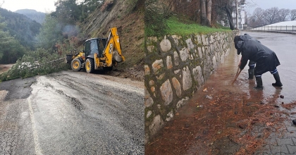 BABADAĞ’DA AĞAÇLAR YOLLARA DEVRİLDİ
