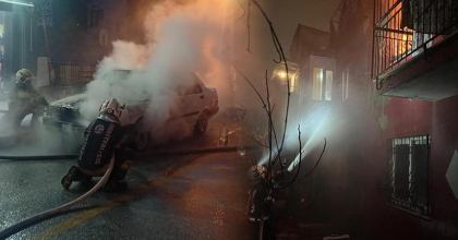 EV VE ARAÇ YANGINI KORKUTTU