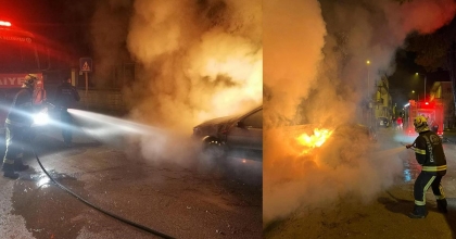 SARAYKÖY’DE OTOMOBİL ALEVLERE TESLİM OLDU