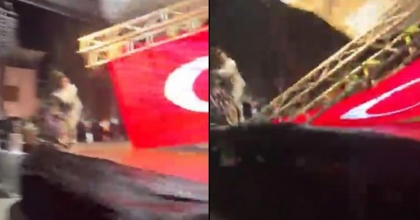 ZEYBEK OYNAMAK İÇİN SAHNEYE ÇIKAN BELEDİYE BAŞKANI SANİYELERLE KURTULDU