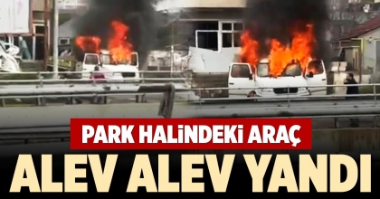 PARK HALİNDEKİ ARAÇ ALEV ALEV YANDI