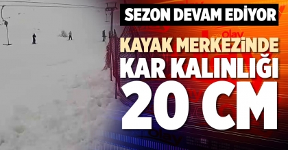 KAYAK MERKEZİNDE KAR KALINLIĞI 20 CM