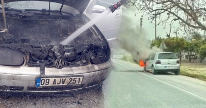 SEYİR HALİNDEKİ OTOMOBİL ALEV ALDI