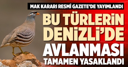 BU TÜRLERİN DENİZLİ’DE AVLANMASI TAMAMEN YASAKLANDI