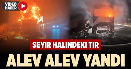 SEYİR HALİNDEKİ TIR ALEV ALEV YANDI