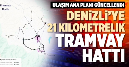 DENİZLİ’YE 21 KİLOMETRELİK TRAMVAY HATTI