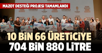 10 BİN 66 ÜRETİCİYE  704 BİN 880 LİTRE