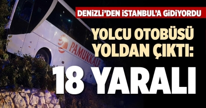 YOLCU OTOBÜSÜ YOLDAN ÇIKTI: 18 YARALI