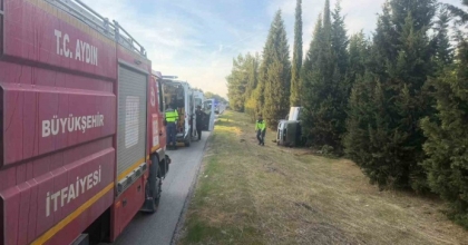 AYDIN’DA OTOMOBİL DEVRİLDİ: 2 YARALI
