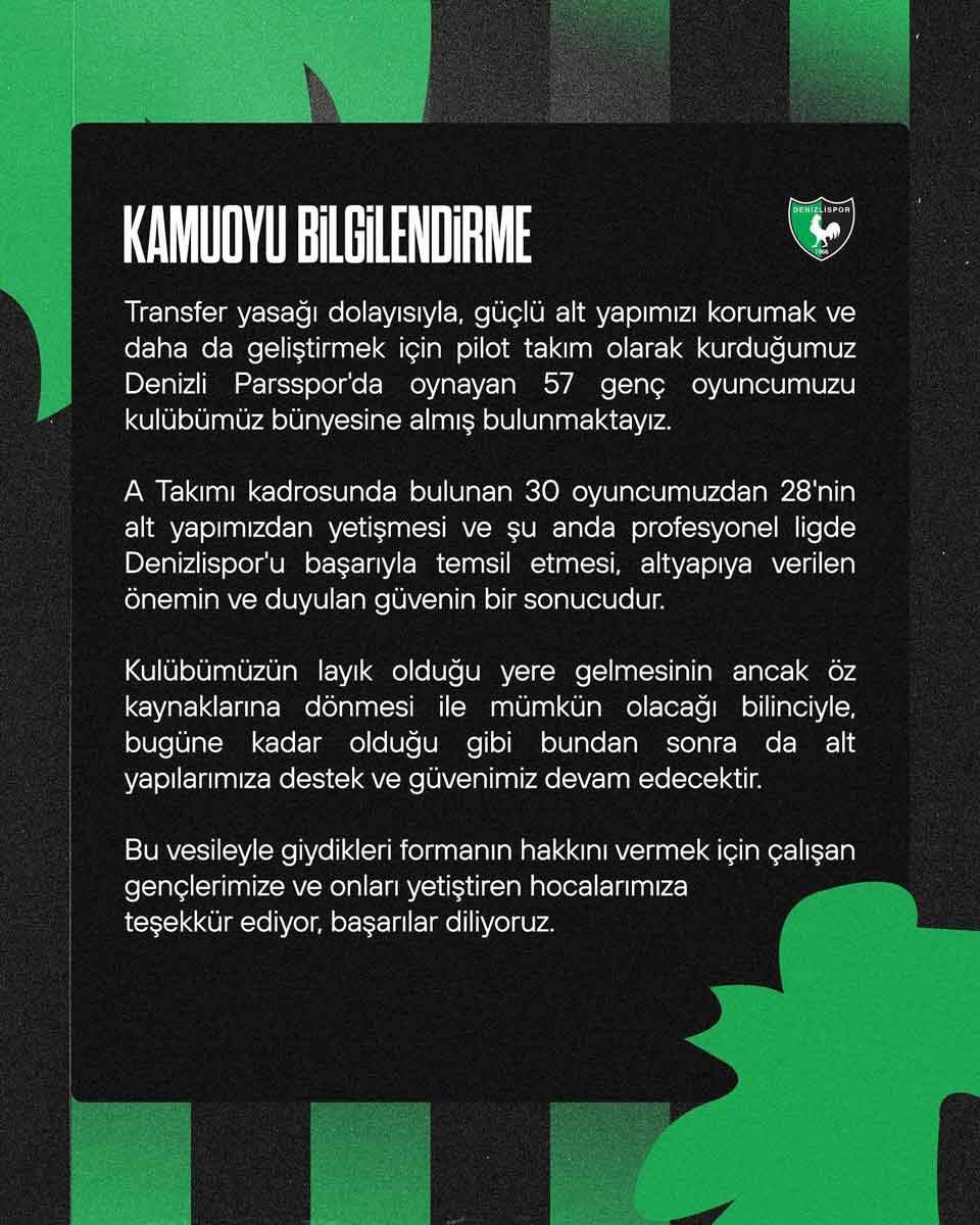 DENİZLİSPOR’DAN ALTYAPI ATAĞI