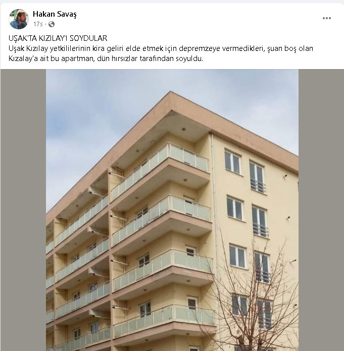 KIZILAY’A AİT BİNANIN TESİSATINI ÇALDILAR