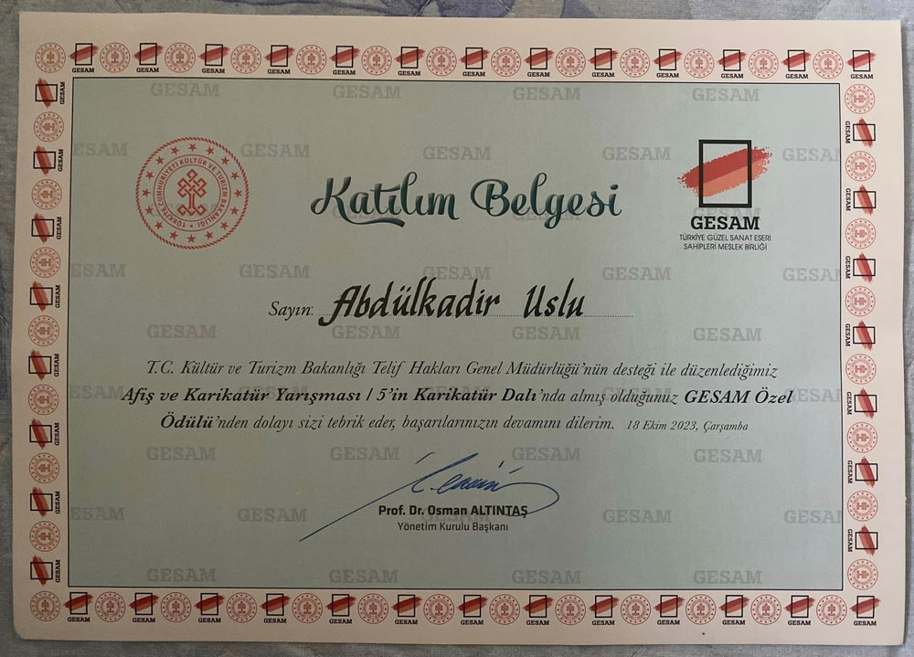 USLU’YA ÖZEL ÖDÜL